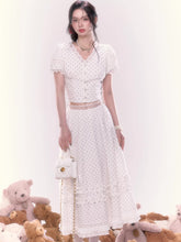 Polka Dot Lace Top & Umbrella Skirt Set